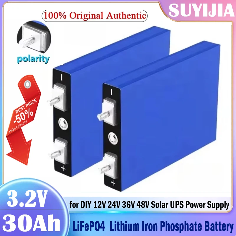 1-4pcs SUYIJIA 3.2V 30Ah LiFePO4 Battery Cell Lithium Iron Phosphate Deep Cycles for Diy 12V 24V 36V 48V Solar Energy UPS Powerr