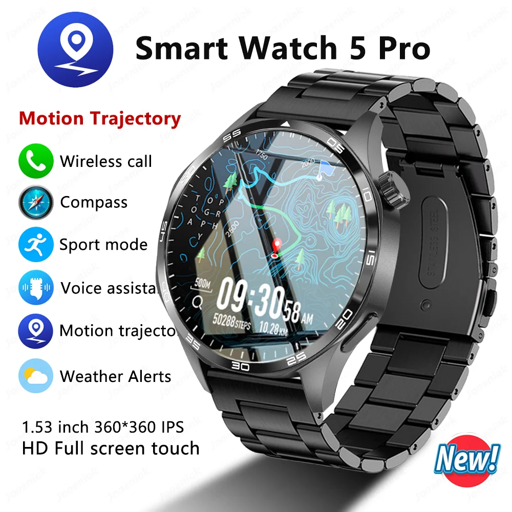 

2025 New Mens Smart Watch IP67 Bluetooth Call HD Full Touch Screen GPS Motion Trajectory NFC Compass Waterproof Smart Watch