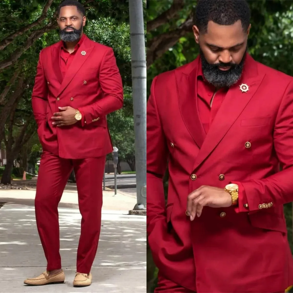

Gorgeous Wedding Tuxedos 2 PCS Jacket Pants Men Suit Plus Size Peaked Lapel Double Breasted Evening Groom Coat Customized