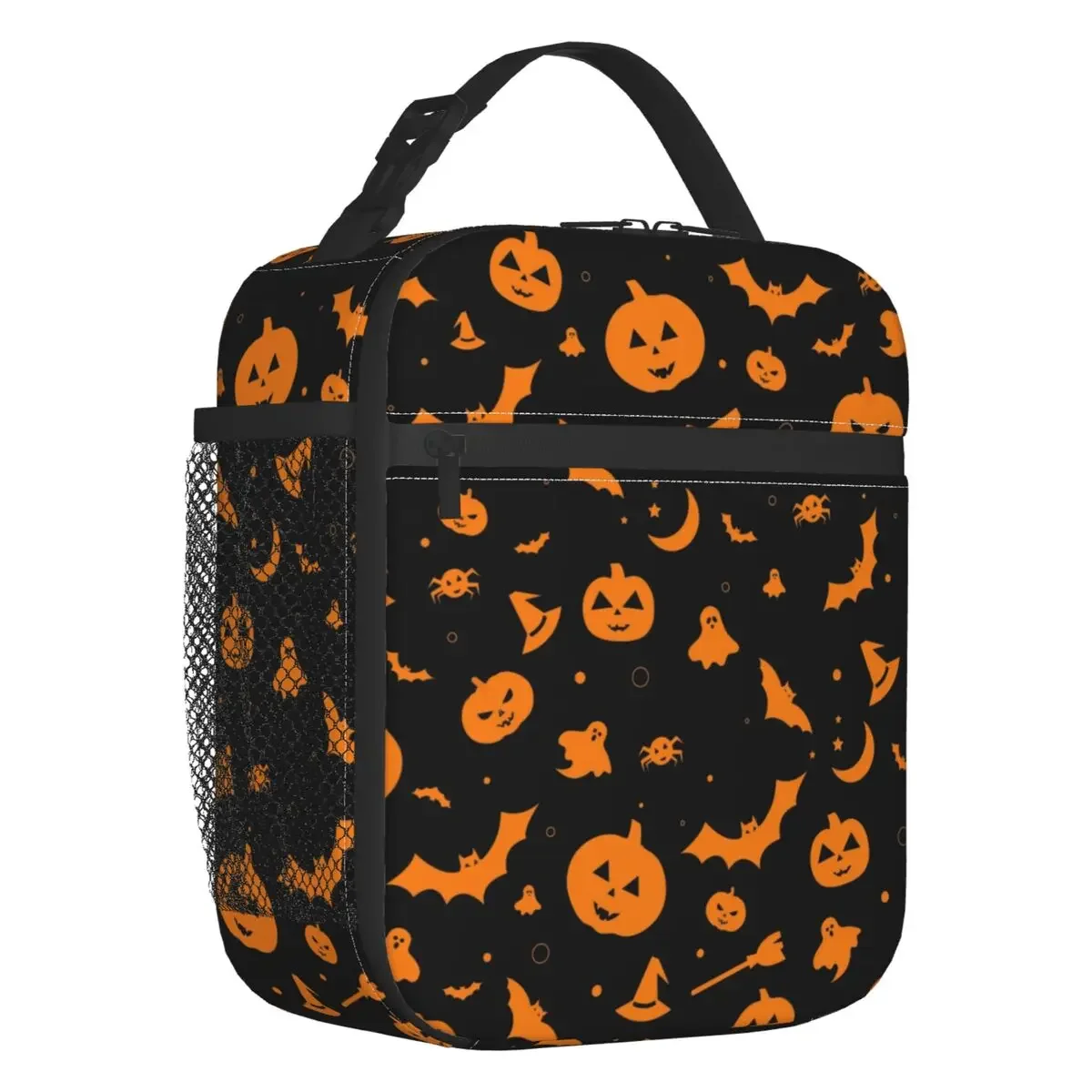 

Orange Halloween Pumpkin Ghost Witch Portable Lunch Box Cooler Thermal Food Insulated Lunch Bag School Children Student