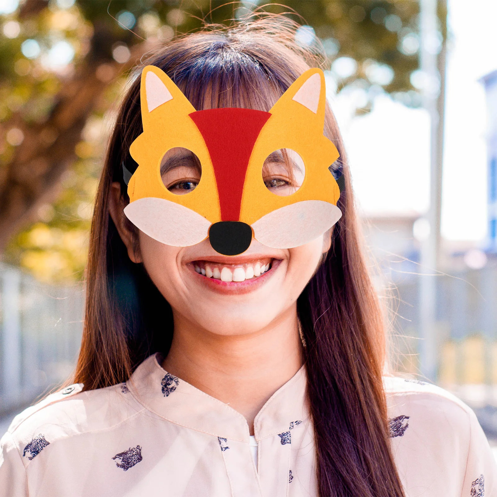 6 Pcs Animal Face Mask for Party Halloween Fox Half Mask Men Women Costume Felt Props