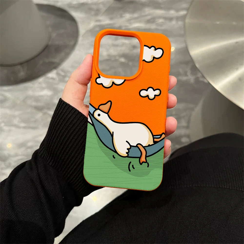 Flachliegende Weiße Enten-Handyhülle für iPhone 17 16 15 14 13 12 Pro Max 16 15 14 Plus 17 16 15 14 Pro 17Air Silikon-Matt-Cover – Detail 6