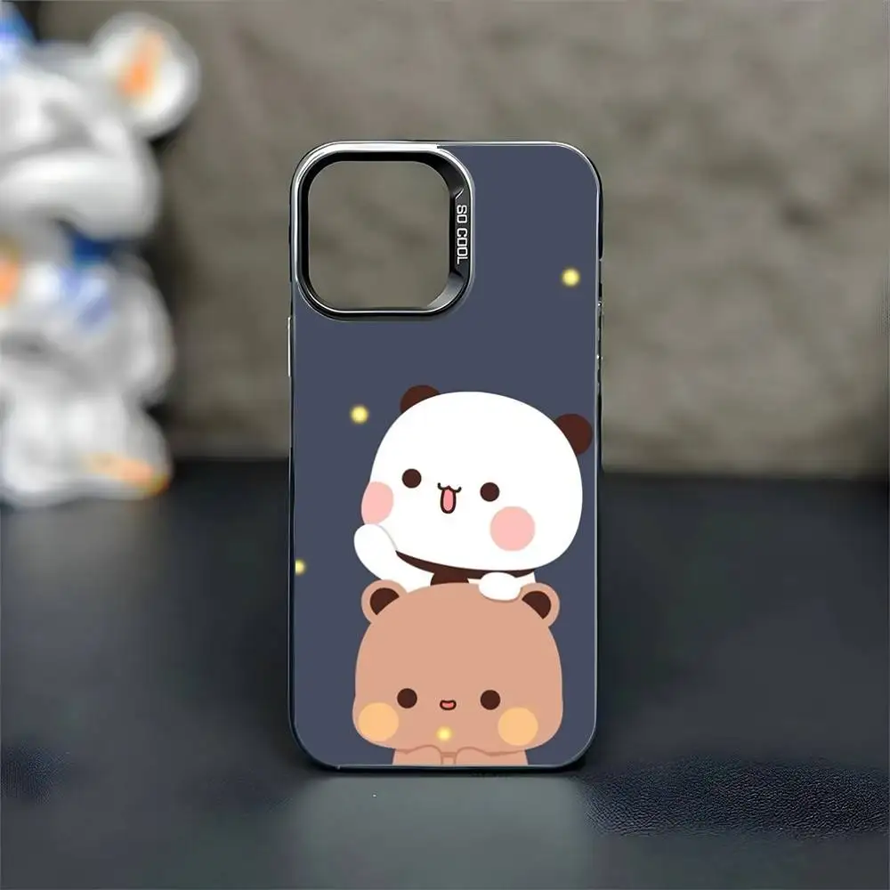 حافظة هاتف مضحكة لطيفة BuBu DuDu لهاتف iPhone17,16,15,14,13,12,11 Plus، Pro Max غطاء أسود غير لامع مقاوم للصدمات