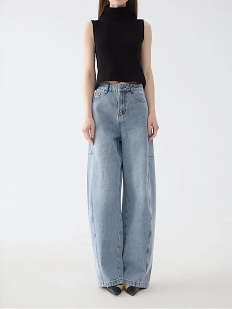 Wide Leg Jeans for Women 2024 New Cotton High Waisted Comfortable Loose Casual Straight Denim Long Pants