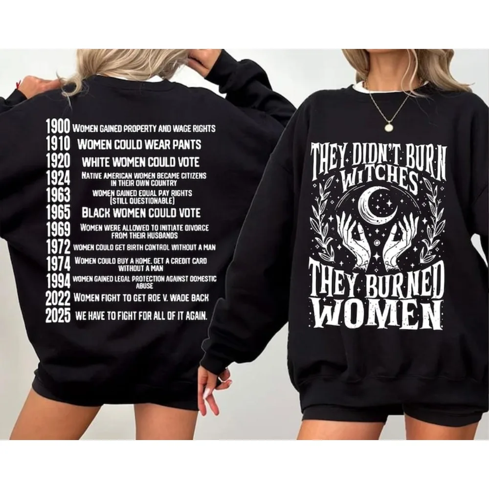 

Толстовка унисекс с графическим дизайном «История женских прав» и феминистской символикой «Они не сжигали ведьм», уникальный дизайн, сублимационная печать