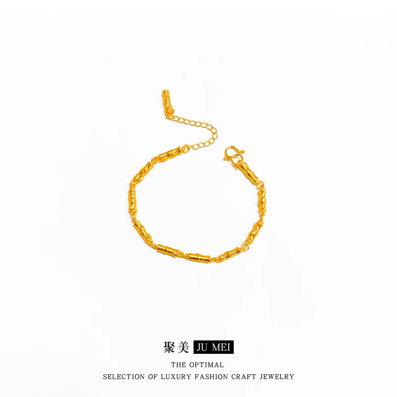 9999 Negozio in vero oro 24 carati stesso braccialetto in bambù lucido massiccio da donna in oro sexy, bello e lussuoso