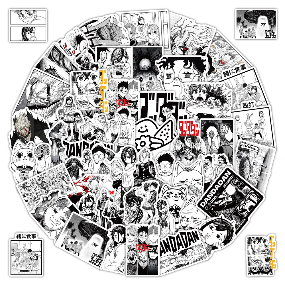 

10/30/50pcs Black White DANDADAN Anime Stickers Cartoon Momo Ayase Decals Pack DIY Scrapbook Laptop Suitcase Cool Manga Sticker