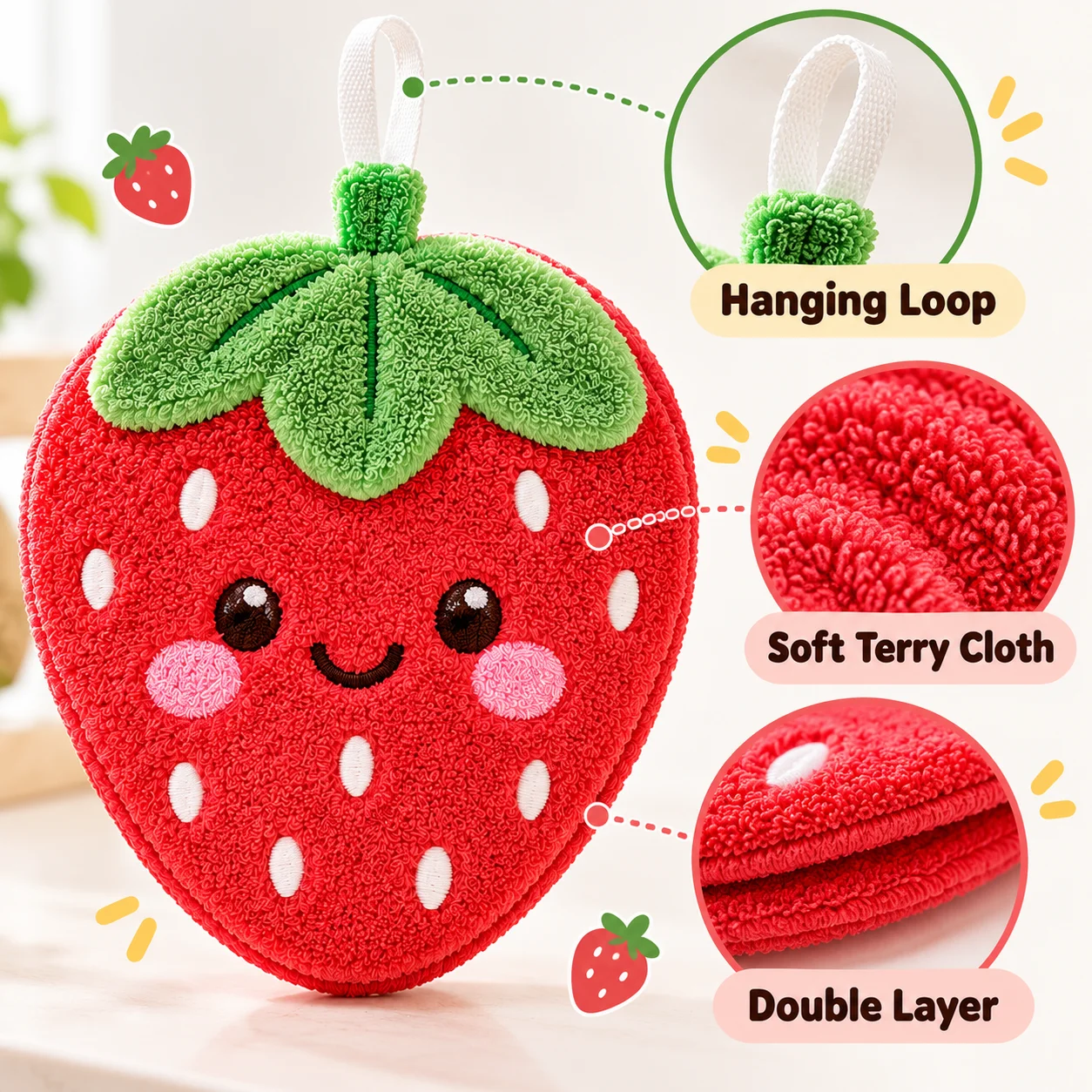 Custom Shaped Hand Towel Personalized Hand Towel 20x20cm Double Layer Towel Cloth Hanging Kitchen Bathroom Washcloth Home Gift view 6
