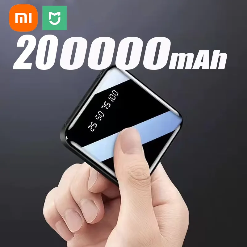 Xiaomi 200000mAh Mini Power Bank Portable Charger Mirror Screen LED Digital Powerbank External Battery for iPhone Xiaomi Huawei