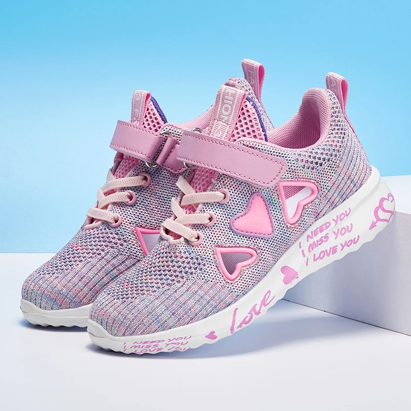 2024 summer New Sneakers for Kids girls Pink lovely 6 to 8 years old Non-slip Sports Shoes 10 To 14 Fashion Casual School Shoes