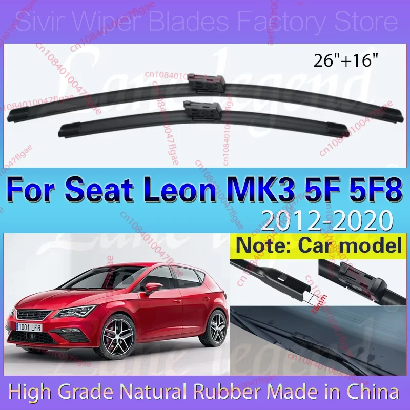 

Car Wiper Blade Front Window Windshield Rubber Refill Wiper For Seat Leon MK3 5F 5F8 2012 - 2020 LHD 26"+16" Car Accessories