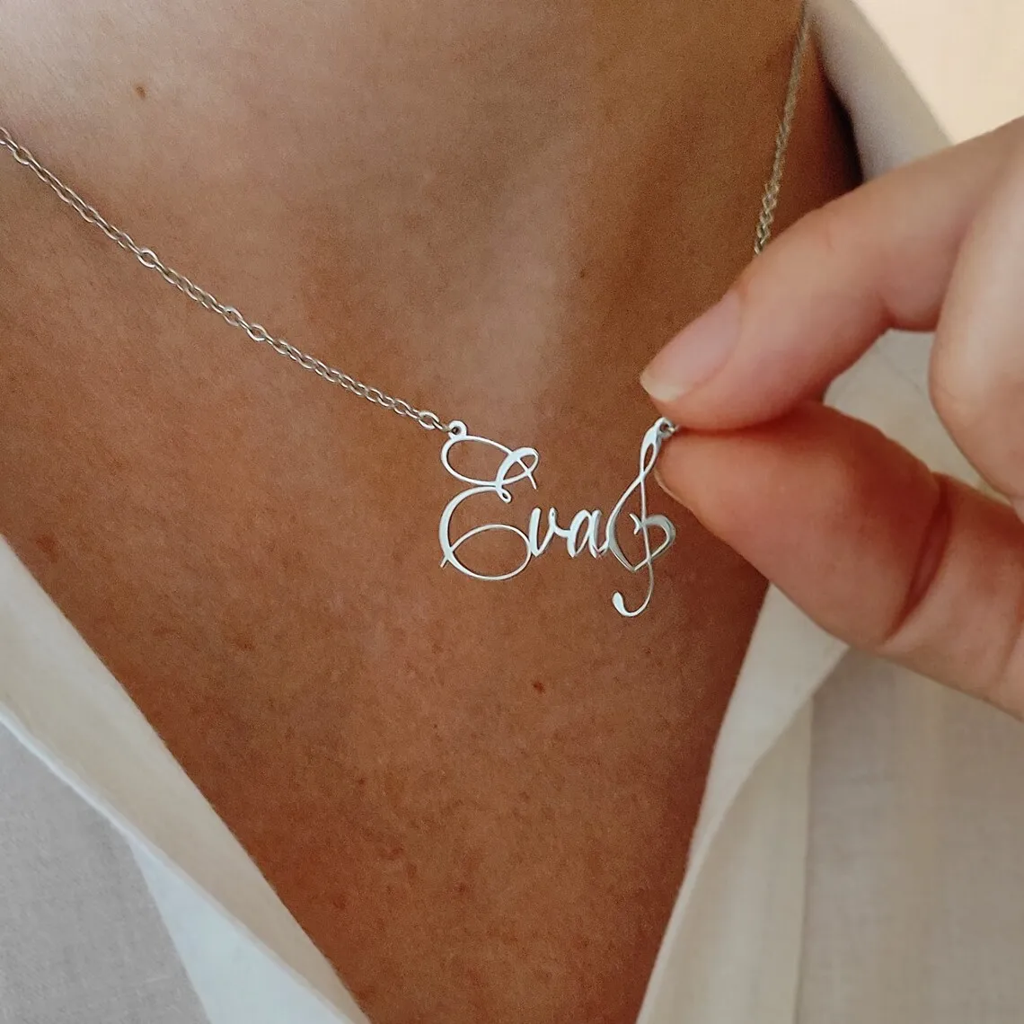 Custom Music Note Name Necklace Women Girl Jewelry Stainless Steel Gold Color Nameplate Pendant Necklace Musical Accessories