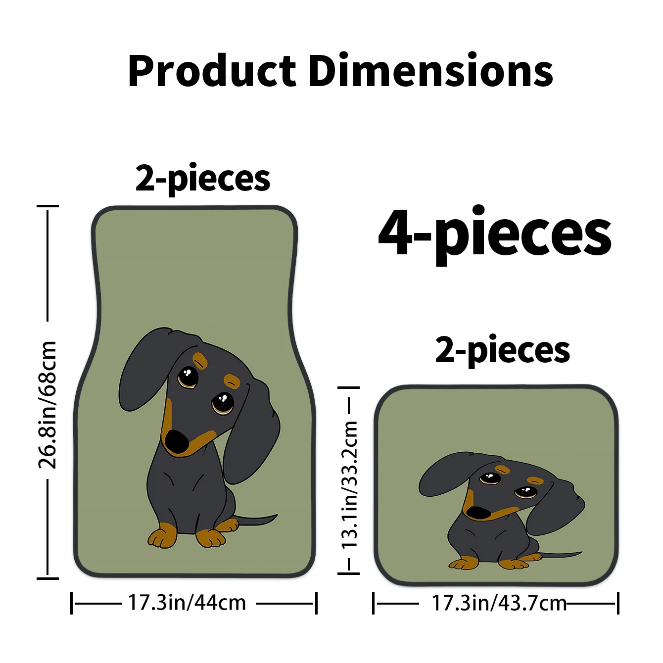 4pcs Cartoon Dachshund Pattern Premium Interior Set - Easy-to-Clean Floor Mats, Suitable For Front And Rear Seats, All-Season U