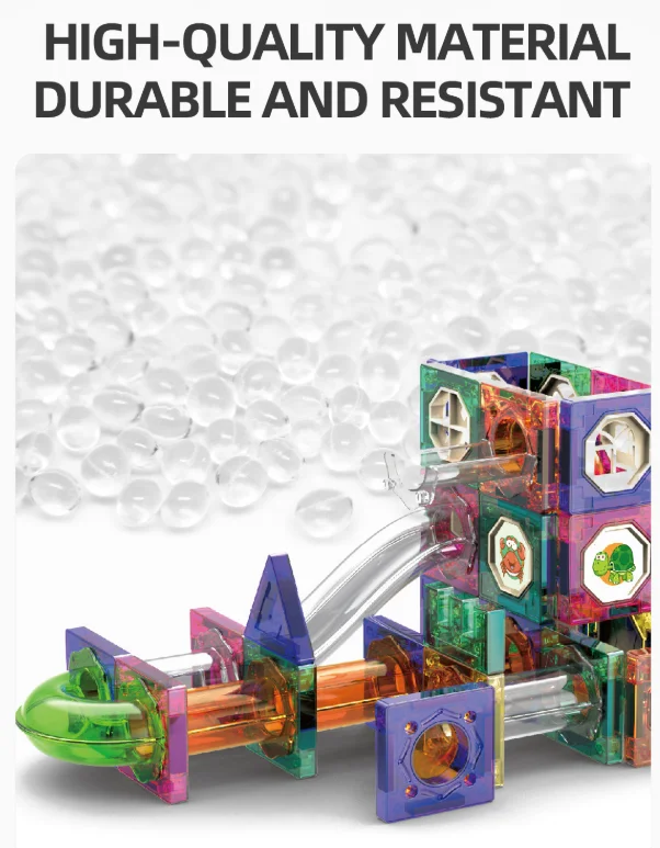 Magnetische tegels Marble Run Race Track 3D heldere magnetische bouwstenen Educatief STEM-speelgoed Kinderen leren bouwset Cadeau