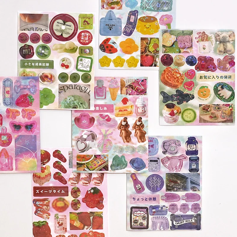 كتاب مكون من 32 ملصقًا مقطوعًا على الطراز القديم مع عناصر قديمة وملصقات زخرفية وأنماط زخرفية صغيرة وكتاب ملصقات صغير