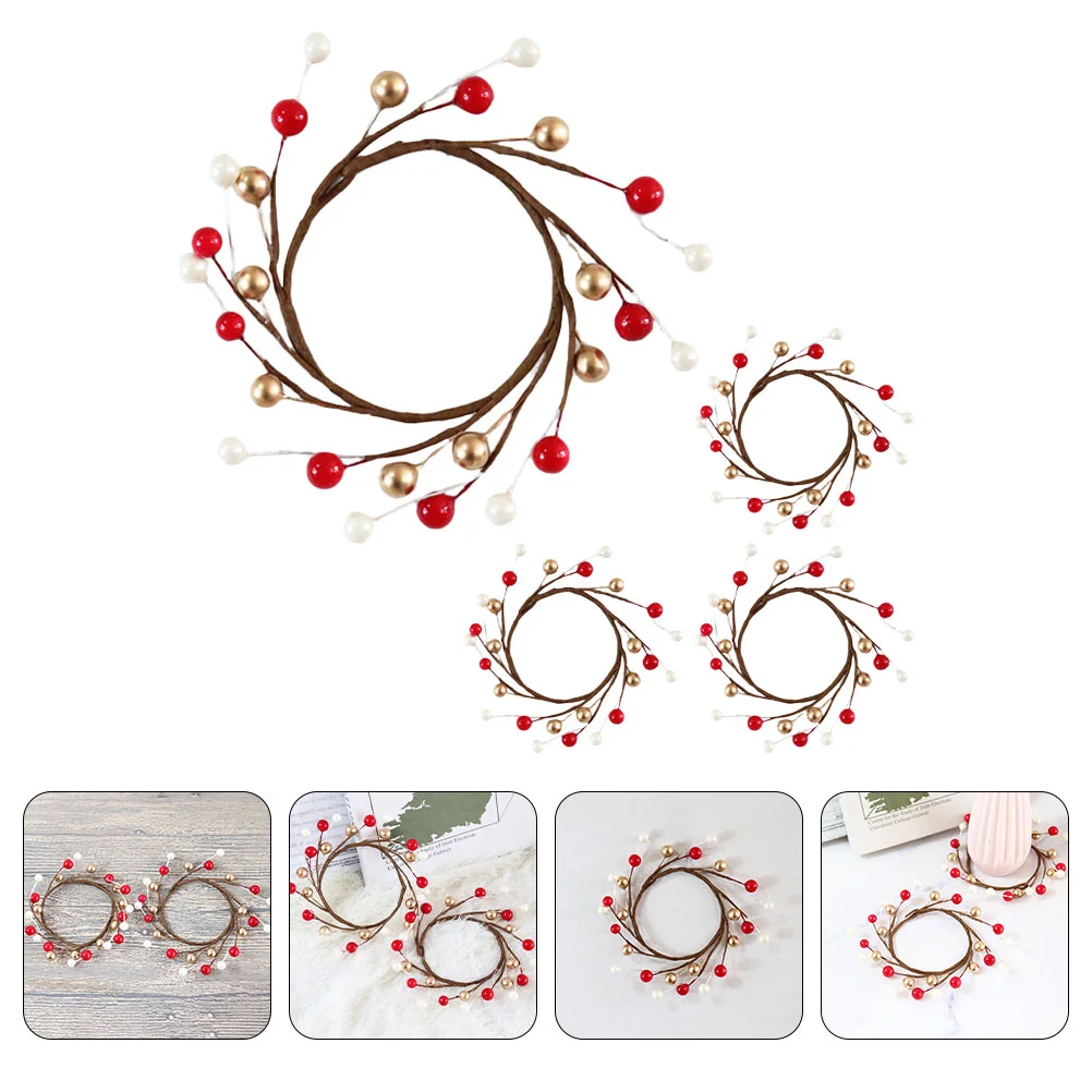 Mini corona de bayas navideñas, adornos decorativos de alambre de espuma, accesorio festivo, guirnalda de bayas artificiales, decorativa navideña