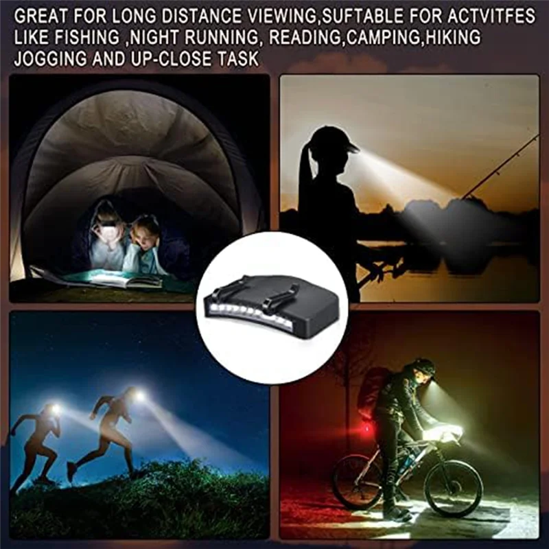 LICE-шляпа с зажимом для лампы, поворотный головной светильник, фонарик без помощи рук, подходит для рыбалки, кемпинга, охоты, бега, ручной работы, 10 шт.