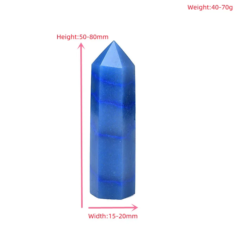 Natural Stone Crystal Point Blue Aventurine Healing Obelisk Quartz Wand Tower Ornament for Home Decor Energy Stone Pyramid
