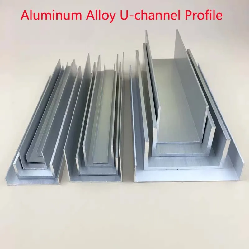 2Pcs Length 495mm Aluminum Alloy U-channel Profiles Concave Aluminum Channels Rail Guides Aluminum Materials Edge Trim Strips