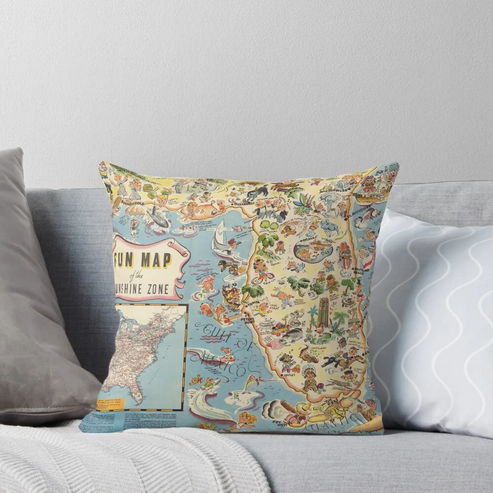 

1936 Vintage Map of Florida Throw Pillow New year luxury sofa pillows pillow