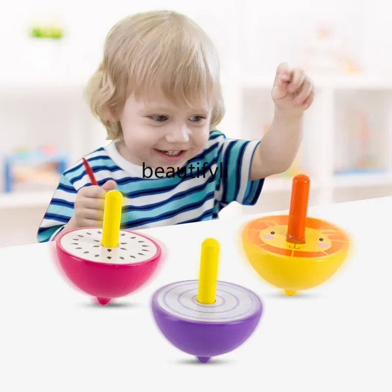 

Small gyro toys, wooden fun parent-child interaction, manual rotation of children's wooden multi-play