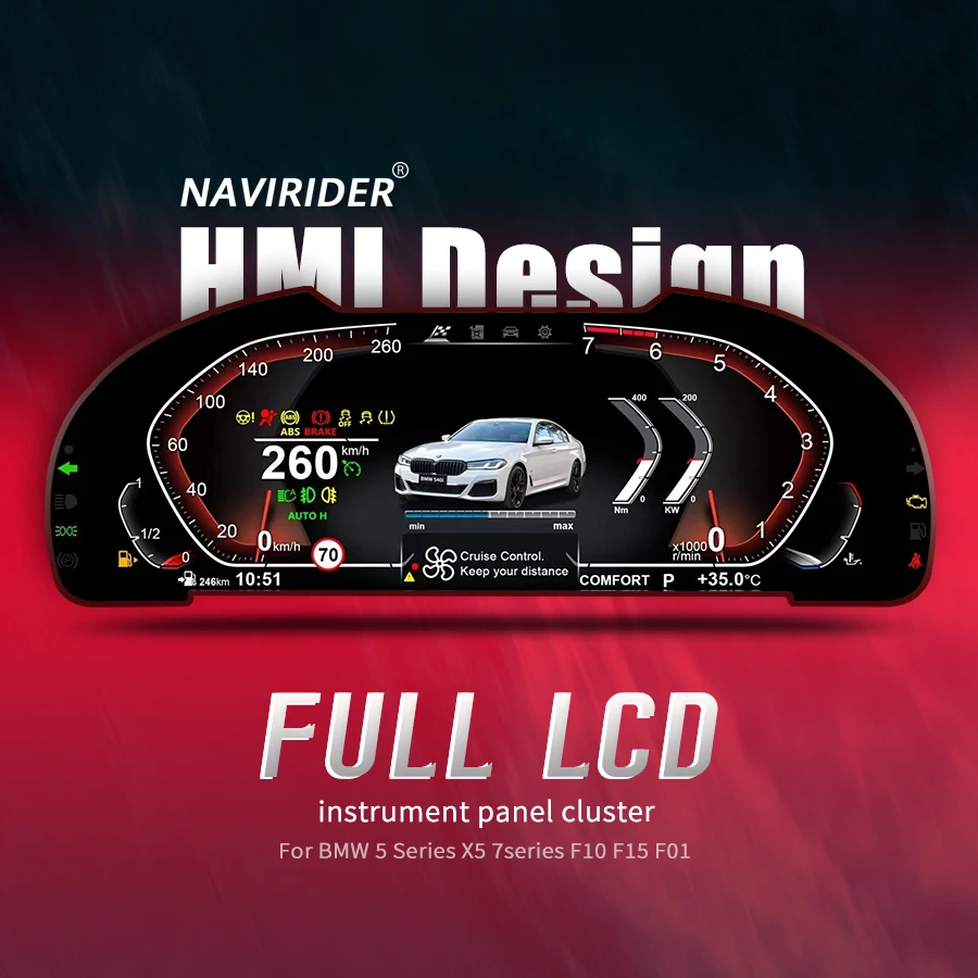 For BMW 5 Series X5 7series F10 F15 F01 full LCD instrument panel cluster Supporting map display multimedia Multiple colorful UI