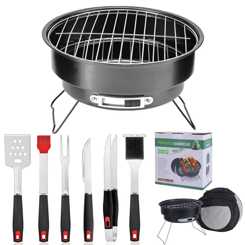 

Stainless Stee BBQ Grill with Storage Bag and Tools Set Home Kitchen Garden Outdoor Camping Grill Pan Barbecue Stove Accessories