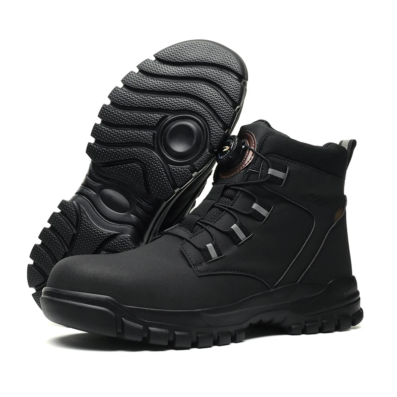 Rotary Buckle Security Boots for Men Work Sneakers Women Boots Breathable Steel Toe Shoes Safety Puncture-Proof Men Boots