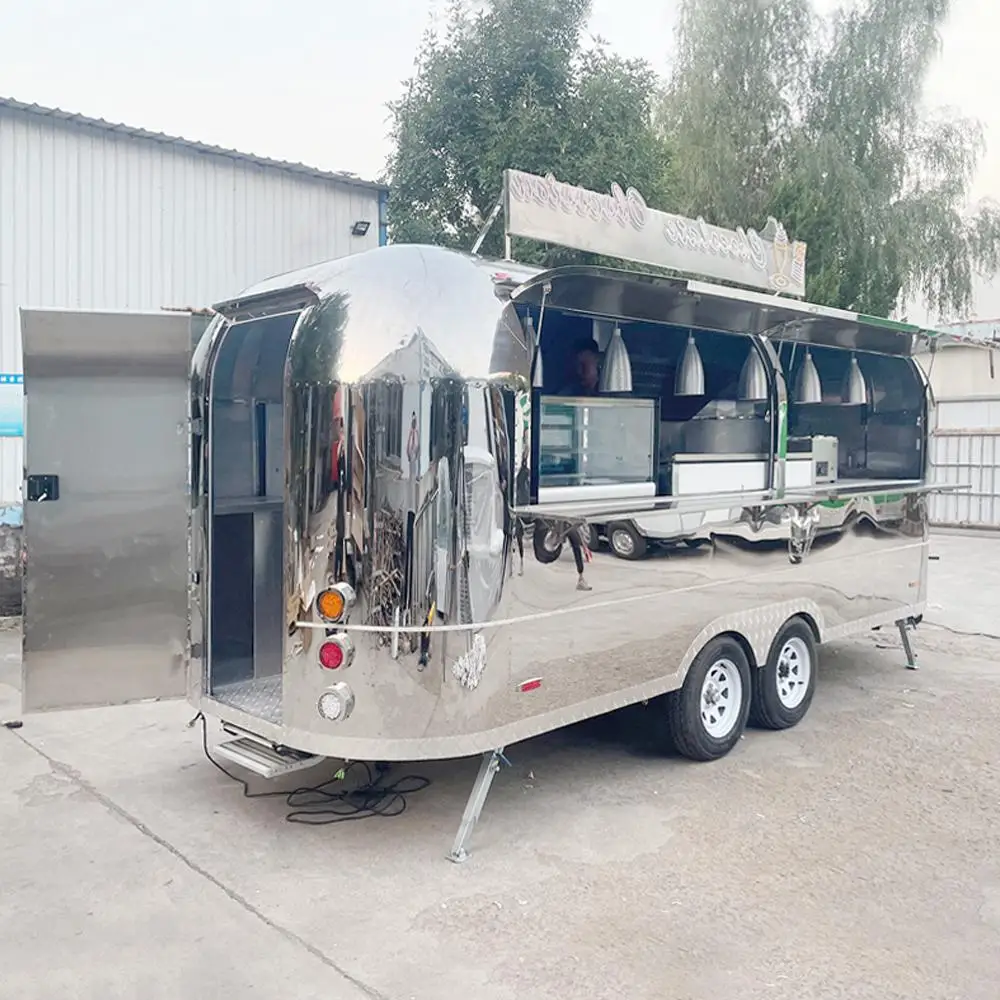 Customized Dual Function Food Trailer Mobile Coffee Station and Pizza Food Truck Commercial Grade Stainless Steel Build