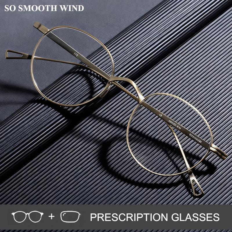 

Retro Japanese Style Oval Handmade Prescription Glasses Men Women Ultralight Titanium Oval Frame Eyeglasses Optical Spectacles