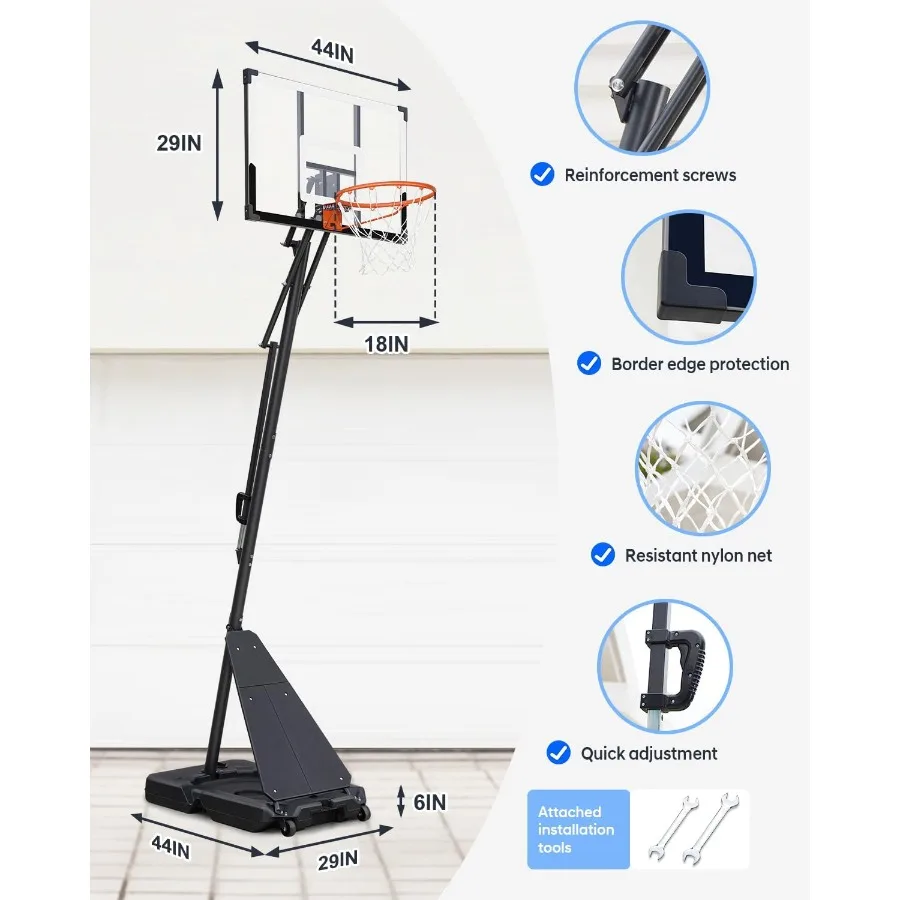 Heropro cesta de basquete portátil ao ar livre sistema de meta de altura ajustável e cesta de basquete de piscina para adultos indoor