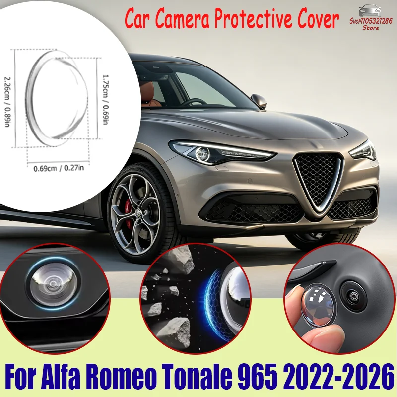 

360 Reverse Cam Cover For Alfa Romeo Tonale 965 2022-2026 2Pcs Anti-Scratch HD PC Lens Protector, Waterproof Easy Install