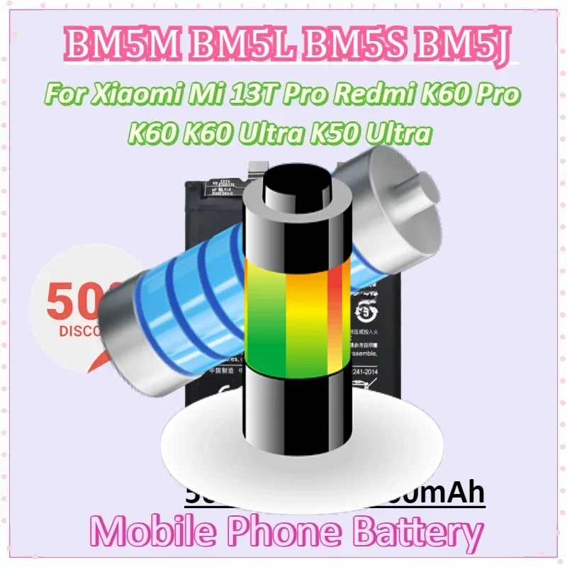 

BM5M BM5L BM5S BM5J 5000mAh 5500mAh Mobile Phone Battery for Xiaomi Mi 13T Pro Redmi K60 Pro K60 K60 Ultra K50 Ultra