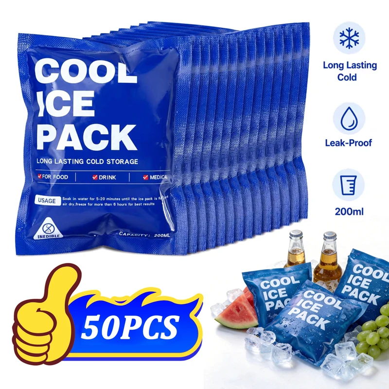 10 Pacotes de Gelo Reutilizáveis para Bolsa Térmica Mantém Frio por 24 Horas, Folhas de Gelo para Camping, Pacote de Congelamento para Transporte de Alimentos