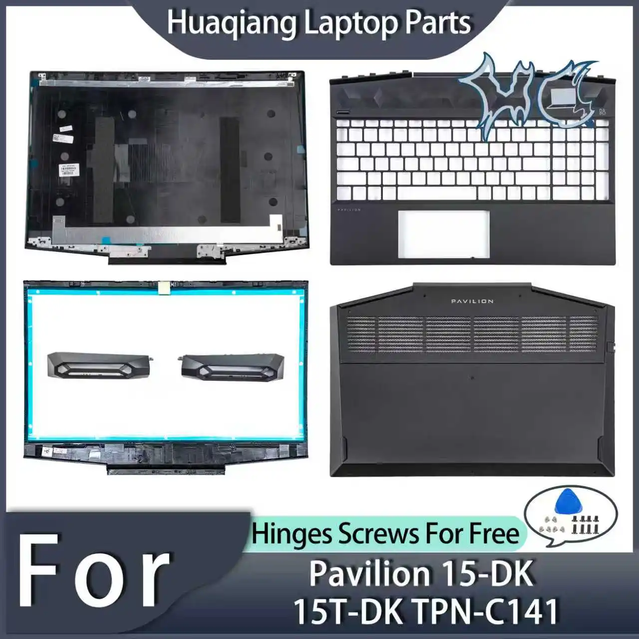 

New LCD Back Cover For Pavilion 15-DK 15T-DK TPN-C141 Notebook Parts Front Bezel Palmrest Bottom Case Replacement