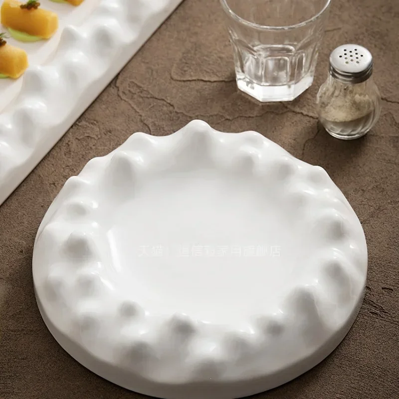 White ceramic mountain modeling plate dish Hotel restaurant commercial artistic conception dish cold dish fruit salad plate