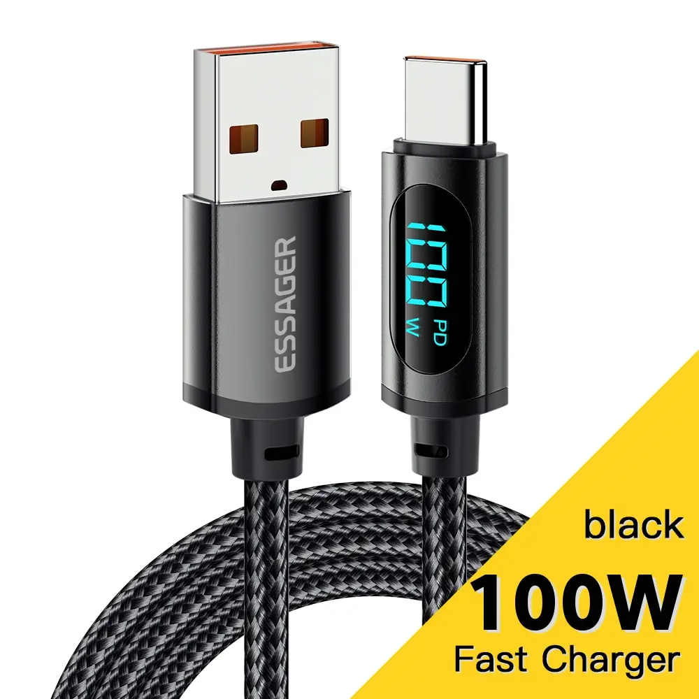 Essager-Cabo USB Tipo C para Carregamento Rápido, Cabo de Dados, Cabo de Fio, Huawei, Honor, Xiaomi,