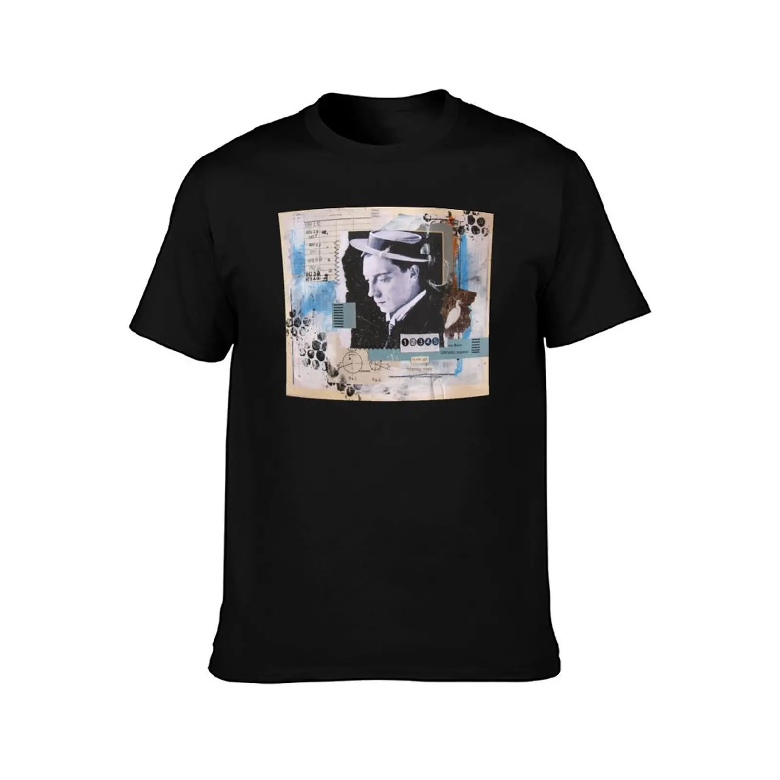 Strong Buster Keaton Collage T-Shirt Daily Work Short Sleeve Top