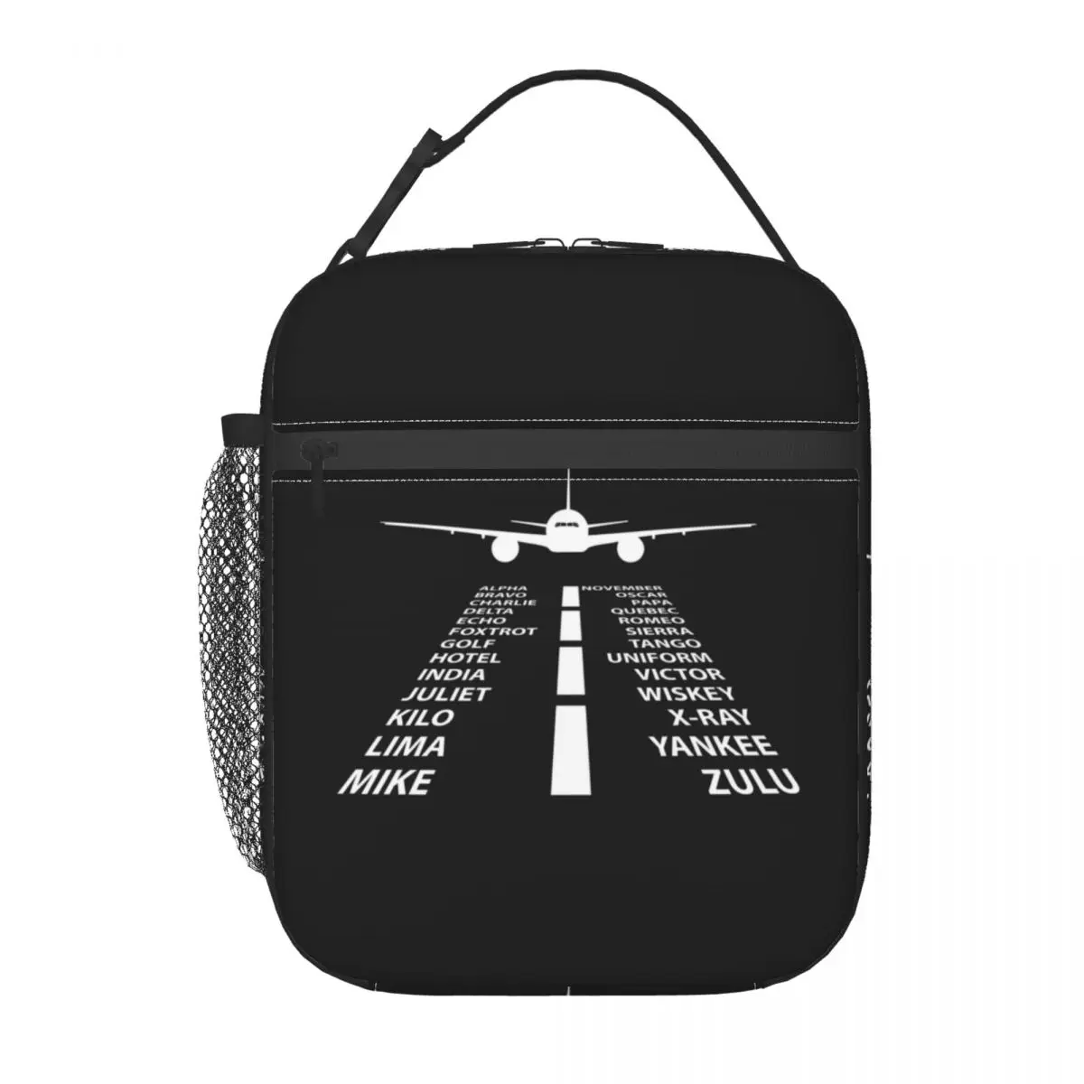 Phonetic Alphabet Pilot Airplane Aviation Insulated Lunch Tote Bag Unisex Aviator Air Fighter Portable Cooler Thermal Bento Box