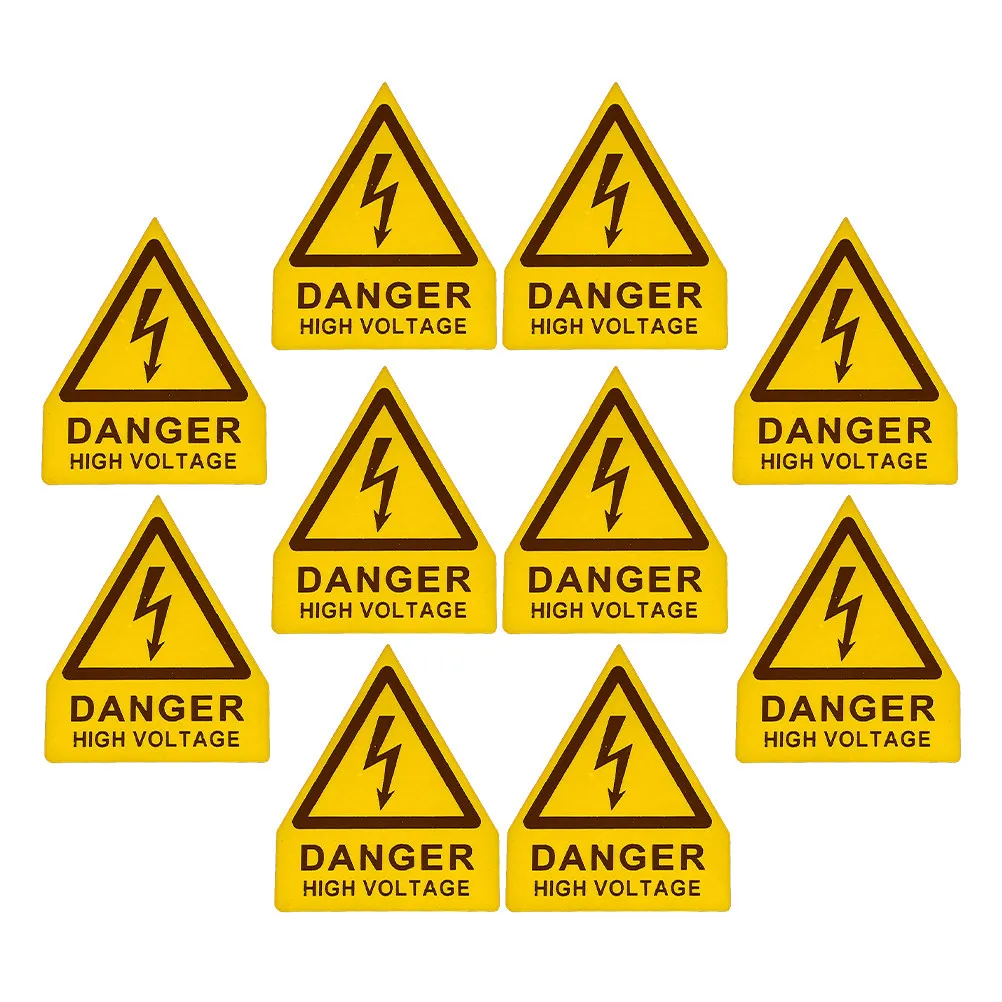10Pcs Safety Signs Sticker Electrical Panel Labels For Safety Officer High Voltage Warning PVC Self-adhesive Stickers
