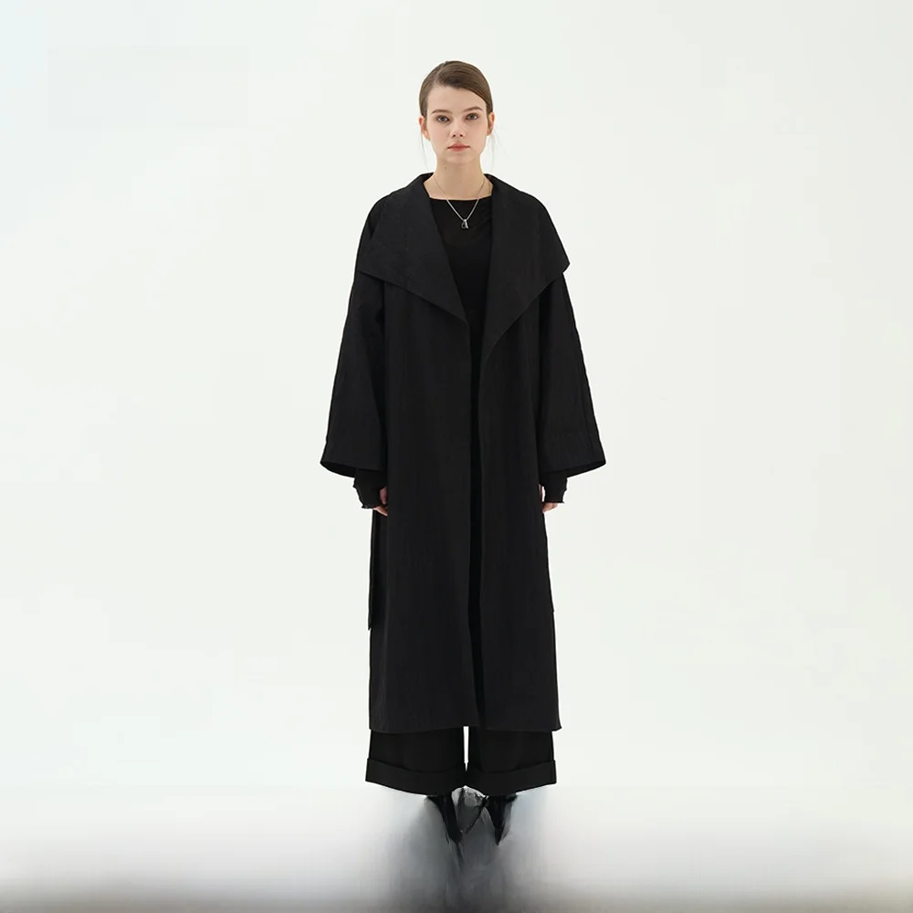 

ZYTA Ретро-пальто-ветровка с поясом, классическое, длинное, модное, женское, весна 2025, новинка, элегантное, с V-образным вырезом, удобное для повседневной носки