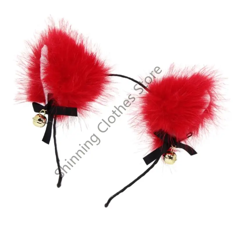 M68A Praktische Pluche Kattenoren Haarband Comfortabel Dagelijks Accessoire Voor Anime Liefhebbers Rollenspel Kostuum Haarstukje