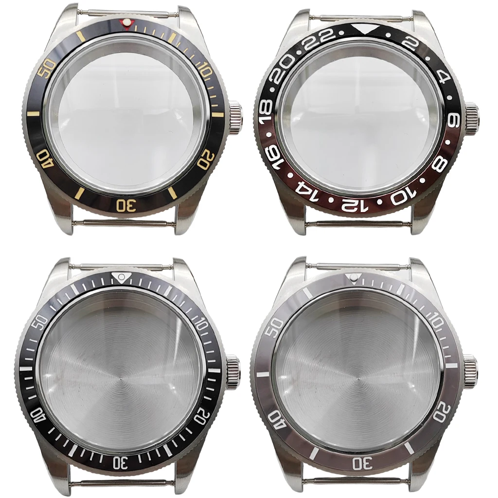 

39mm Watch Case With Ceramic Bezel Domed Sapphire Glass Solid Stainless Steel For NH35 NH36 ETA2824 PT5000 Watches Movement