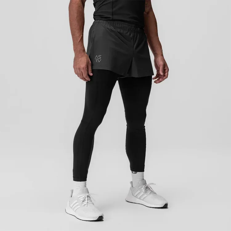 

Men's 2 in 1 Compression Pants Basketball Leggings Sports Quick Dry Fitness Running Jogging Trousers Training Workout Gym Tights