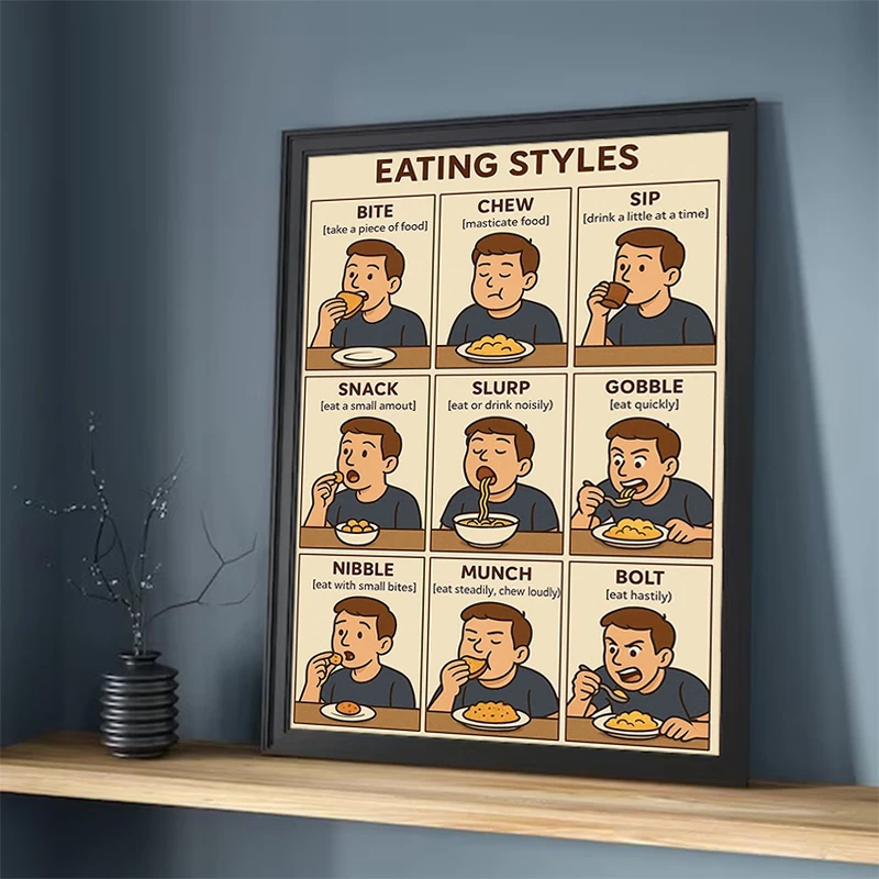 

1pc EATING STYLES Poster Photos for Living Room Decor Man Decorative Wall Prints Interior Paintings Vintage Decoration Bedroom