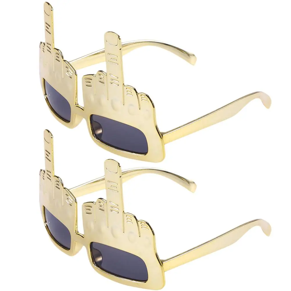 

2pcs Funny Glasses for Party Creative Novelty Adults Photo Prop Golden Fingers Shaped Eyewear Accessories Birthday Decor