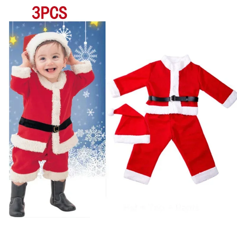 Cosplay Toddler Baby Girls Christmas Elk Hooded Costume Red Santa Claus Long Sleeve Princess Dresses With Belt & Hat Shawl Xmas