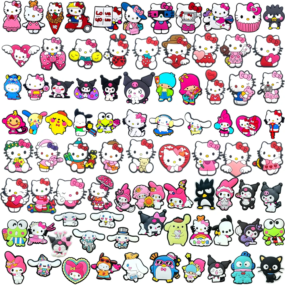 MINISO 85Pcs/Set Popular Hellow Kitty Shoe Charms DIY Shoe Buckle Accessories PVC Shoe Decorations X-mas Girl Kids Gifts