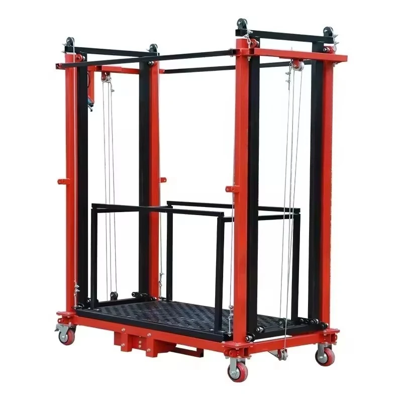 New aluminum alloy electric scaffolding elevator wire rope sling foldable remote control ladder lift 500 kg bearing capacity