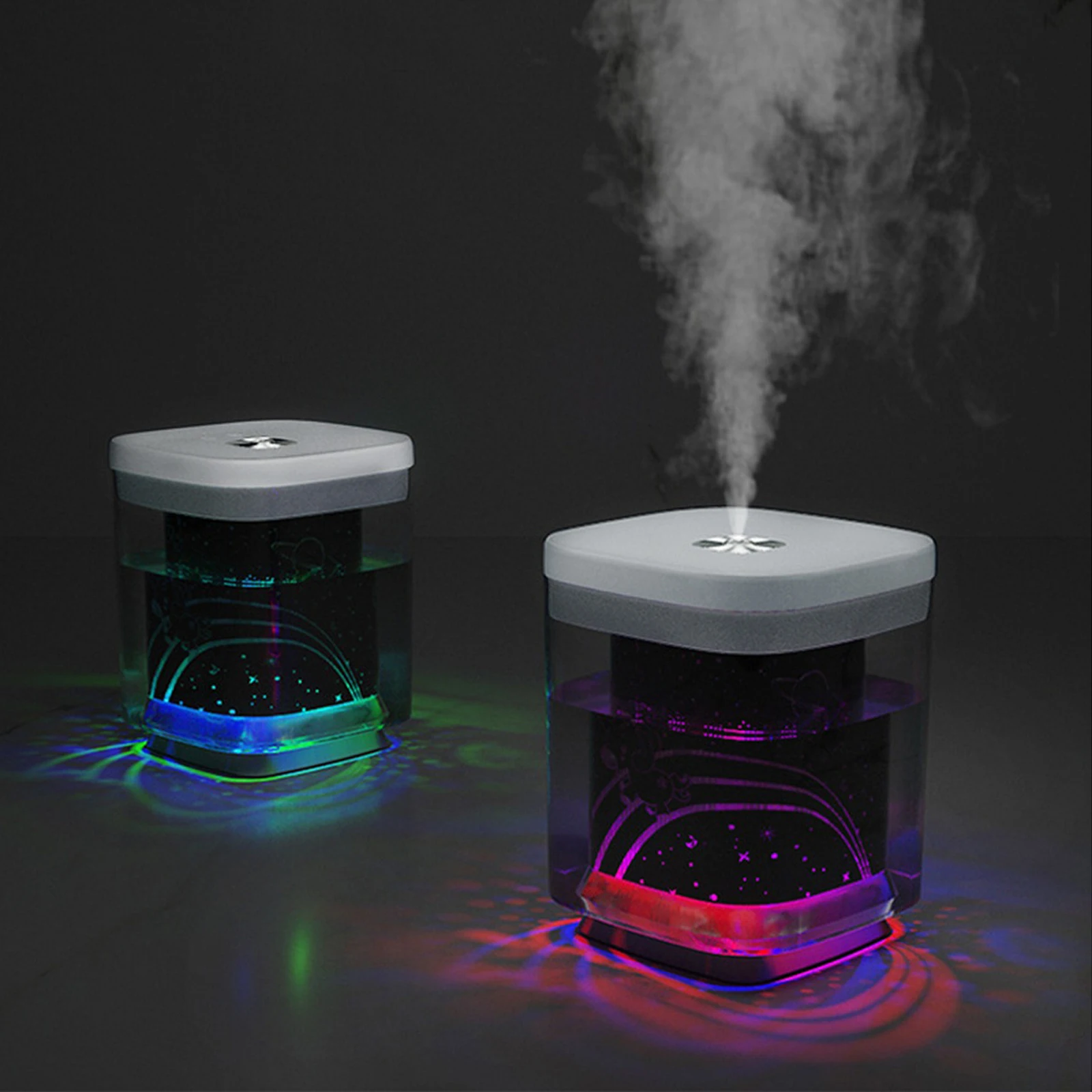 

2 In 1 Mini Ultrasonic Humidifier Starry Sky Projection Night Light USB Ultra-quiet Humidifier Air Atomizer for Bedroom Office